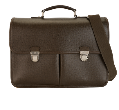 Briefcase, &pound;395, Handbags, Brown, Leather, Front view